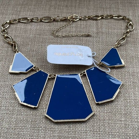 Sonya Reene Women Necklace Blue/Gold Tone Statement Necklace Jewelry New - Picture 2 of 7